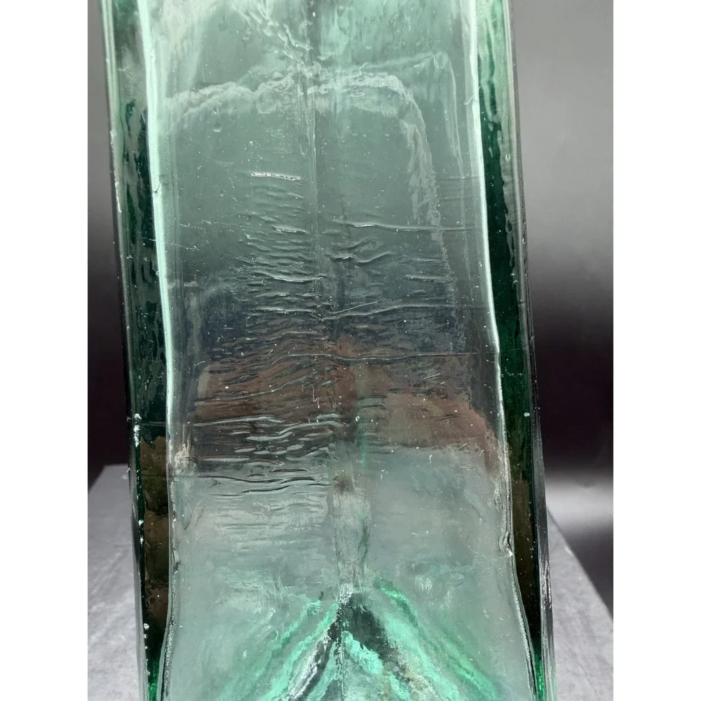 Vintage MCM Green Triangular Vase/Decanter 9.25